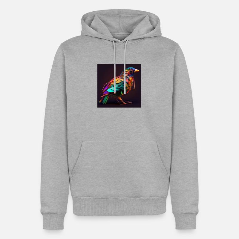 Farbiger Vogel, einzigartiges Design - Männer Premium Bio Hoodie - Grau meliert