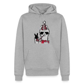 Anniversaire Pas de drame Lama - Sweat à capuche Premium bio Homme - gris chiné - Devant - Thijin (182cm)