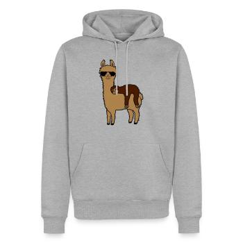 Amis de lama paresseux dormant - Sweat à capuche Premium bio Homme - gris chiné - Devant - Thijin (182cm)