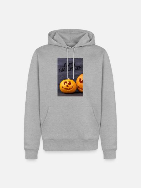 Happy Halloween - Männer Premium Bio Hoodie - Grau meliert