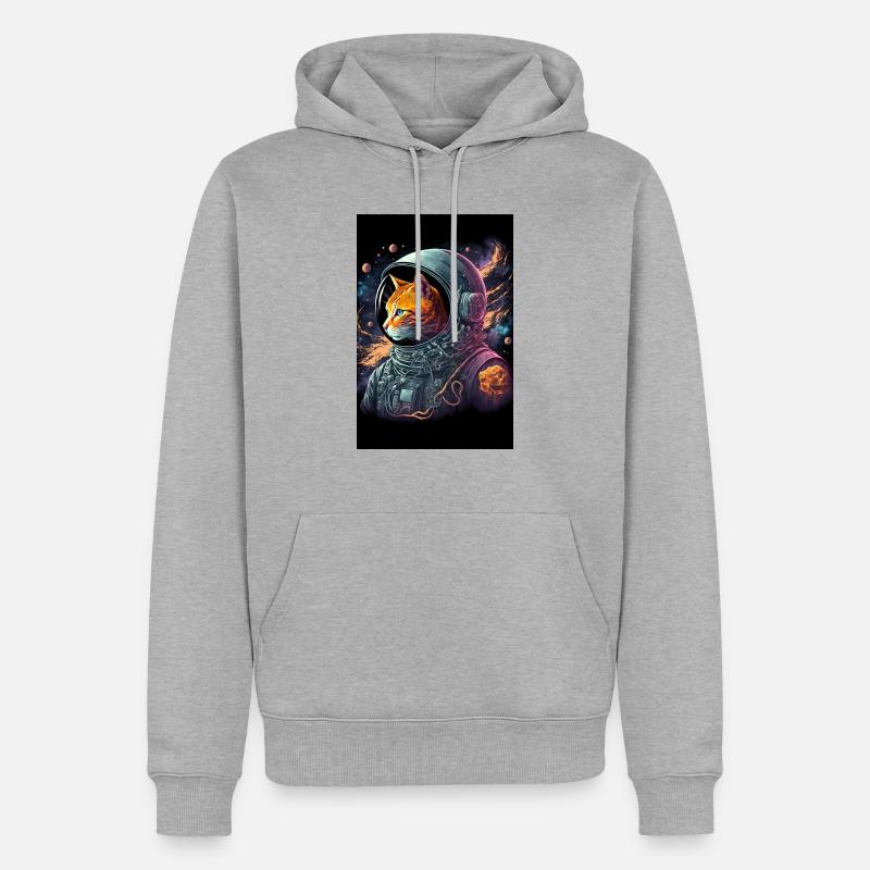 Chat de l’espace - Sweat à capuche Premium bio Homme - gris chiné