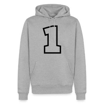 1 - Männer Premium Bio Hoodie - Grau meliert - Vorne - Thijin (182cm)