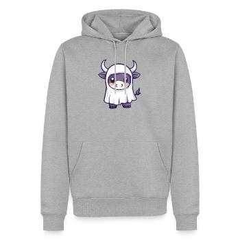 Bull Halloween fantôme - Sweat à capuche Premium bio Homme - gris chiné - Devant - Thijin (182cm)
