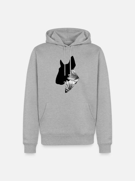 Blumen Bullterier - Männer Premium Bio Hoodie - Grau meliert