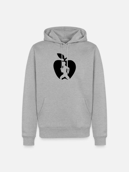 Gesunder Fruchtläufer im Apfel ausgeschnitten - Männer Premium Bio Hoodie - Grau meliert