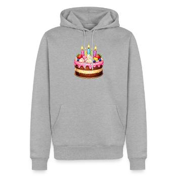 Gâteau d’anniversaire avec bougies - Sweat à capuche Premium bio Homme - gris chiné - Devant - Thijin (182cm)