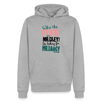 whothefk - Männer Premium Bio Hoodie - Grau meliert - Vorne - Thijin (182cm)