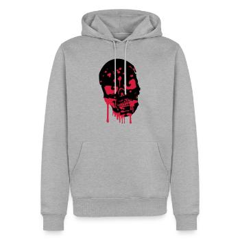 Schädel Kopf Totenkopf Blut Zombie - Männer Premium Bio Hoodie - Grau meliert - Vorne - Thijin (182cm)