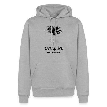 On y va (dunkel) - Männer Premium Bio Hoodie - Grau meliert - Vorne - Thijin (182cm)