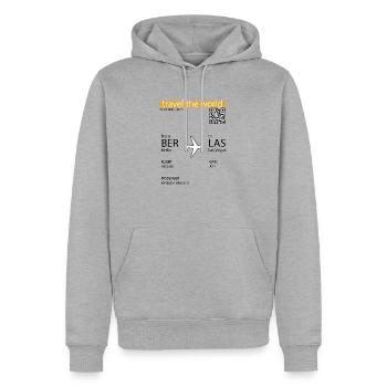 Boarding Pass - Berlin - Las Vegas - Männer Premium Bio Hoodie - Grau meliert - Vorne - Thijin (182cm)