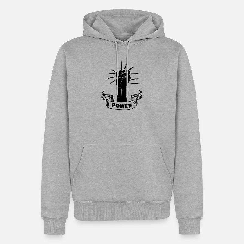 Power schwarze Faust - Männer Premium Bio Hoodie - Grau meliert