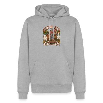 Flock Comes First: Meine Hühner essen zuerst - Männer Premium Bio Hoodie - Grau meliert - Vorne - Thijin (182cm)
