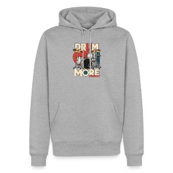 DRUM MORE - Drumset - Männer Premium Bio Hoodie - Grau meliert - Vorne - Thijin (182cm)
