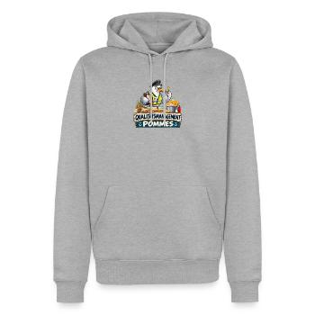 Qualitätsmanagement Pommes - Männer Premium Bio Hoodie - Grau meliert - Vorne - Thijin (182cm)