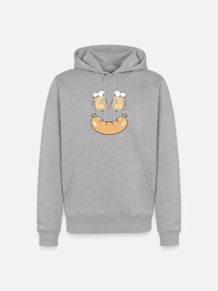 Bockwurst und Bier - Männer Premium Bio Hoodie - Grau meliert