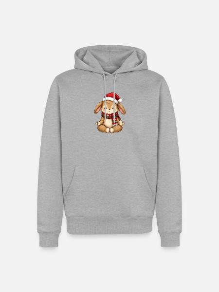 Meditatives Hasen-Weihnachten - Männer Premium Bio Hoodie - Grau meliert