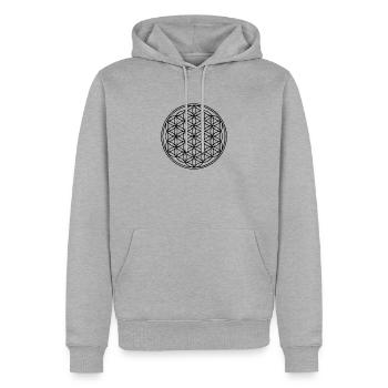 Lebensblume - Männer Premium Bio Hoodie - Grau meliert - Vorne - Thijin (182cm)