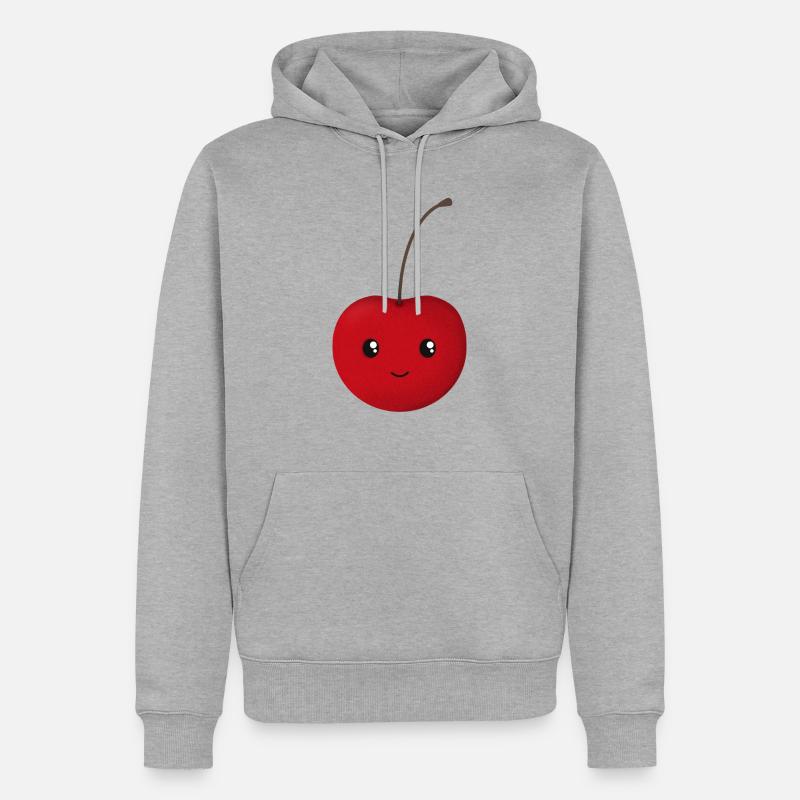 Kirsche - Männer Premium Bio Hoodie - Grau meliert