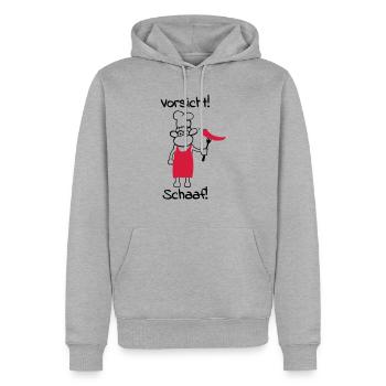 Vorsicht schaaf! - Männer Premium Bio Hoodie - Grau meliert - Vorne - Thijin (182cm)