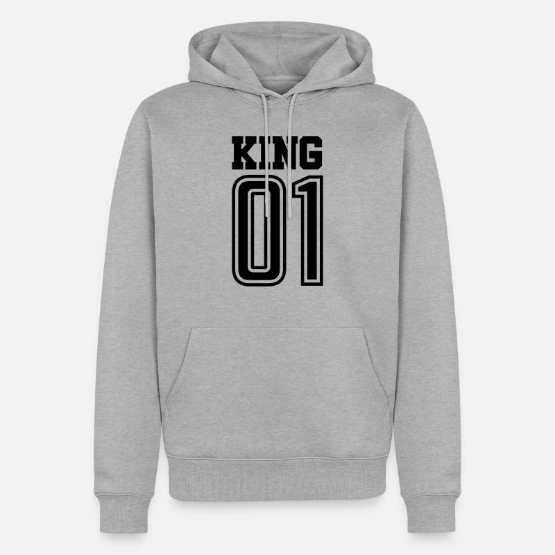 Roi 01 - Sweat à capuche Premium bio Homme - gris chiné