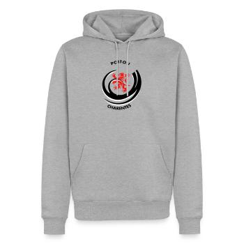 Emblème Poitou Charentes - Sweat à capuche Premium bio Homme - gris chiné - Devant - Thijin (182cm)