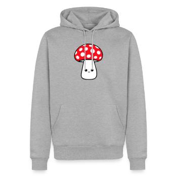 Pilz Glücklich Niedlich Lächelnd Gesicht Kawaii - Männer Premium Bio Hoodie - Grau meliert - Vorne - Thijin (182cm)