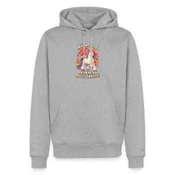 Einhorn 40. Geburtstag Männer Lustiger Spruch - Männer Premium Bio Hoodie - Grau meliert - Vorne - Thijin (182cm)