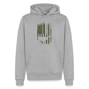 Elk Camo Us Flag Moose - Men’s Premium Organic Hoodie - heather grey - Front - Thijin (182cm)