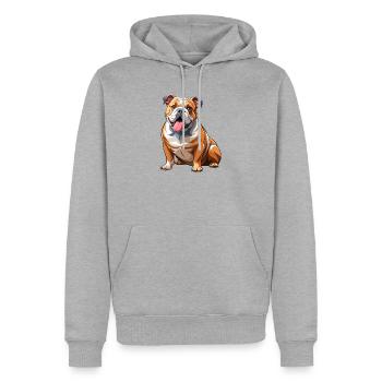 Bulldoggen-Hundesitting - Männer Premium Bio Hoodie - Grau meliert - Vorne - Thijin (182cm)