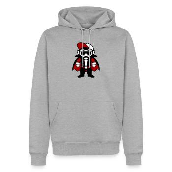 Dessin animé de vampire cool avec lunettes de soleil et casquette - Sweat à capuche Premium bio Homme - gris chiné - Devant - Thijin (182cm)