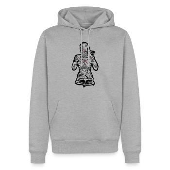Fille de tatouage - Pour le capot Karlsruhe - pour - Sweat à capuche Premium bio Homme - gris chiné - Devant - Thijin (182cm)