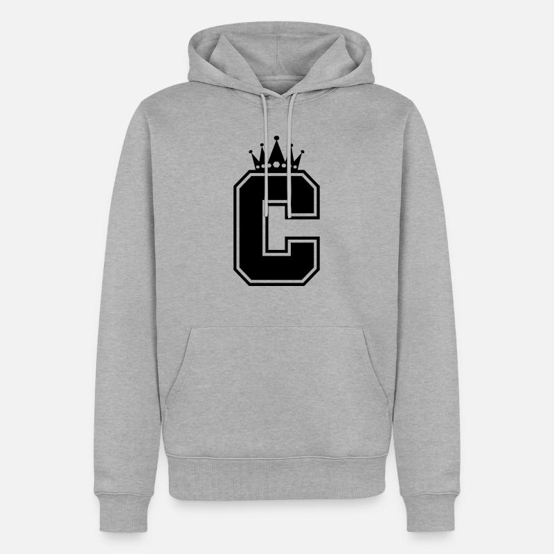 buchstabe C Krone - Männer Premium Bio Hoodie - Grau meliert