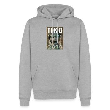 TOKIO Art Festival - Männer Premium Bio Hoodie - Grau meliert - Vorne - Thijin (182cm)