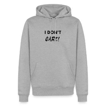Quota I don’t care - Sweat à capuche Premium bio Homme - gris chiné - Devant - Thijin (182cm)