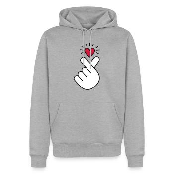 K-pop heart, Korea K pop music symbol, finger, hand - Men’s Premium Organic Hoodie - heather grey - Front - Thijin (182cm)