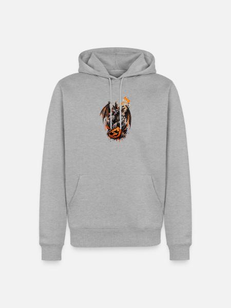 Cooler Halloween-Gargoyle - Männer Premium Bio Hoodie - Grau meliert