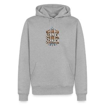 Schnick und Schnack – Bayern Vintage - Männer Premium Bio Hoodie - Grau meliert - Vorne - Thijin (182cm)