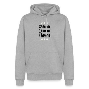 It was flower time - Men’s Premium Organic Hoodie - heather grey - Front - Thijin (182cm)