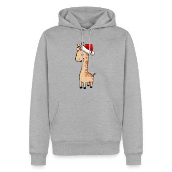 Girafe Bande dessinée de Noël - Sweat à capuche Premium bio Homme - gris chiné - Devant - Thijin (182cm)
