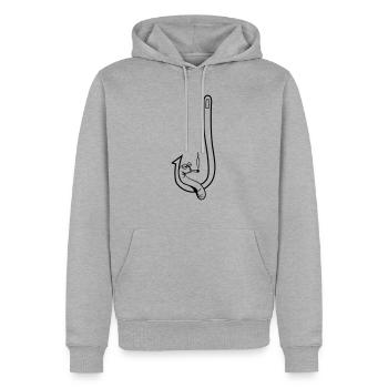 angeln wurm witzig kiffen joint - Männer Premium Bio Hoodie - Grau meliert - Vorne - Thijin (182cm)