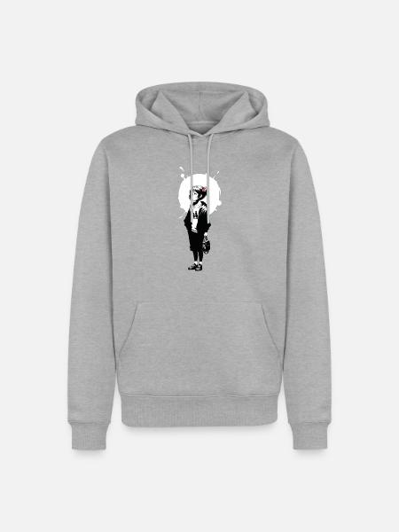 Streetart Mädchen 23254 - Männer Premium Bio Hoodie - Grau meliert