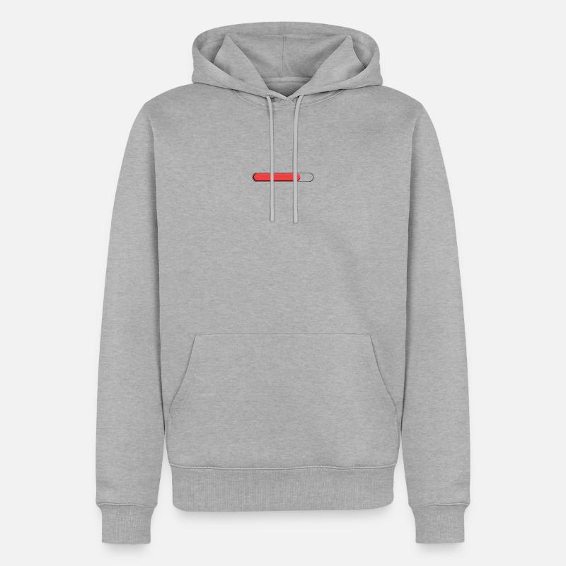 Jauge moyenne Rouge (trois quart) - Sweat à capuche Premium bio Homme - gris chiné