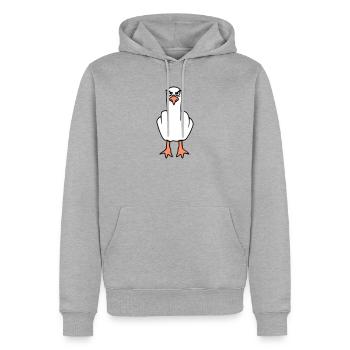 Mouette majeur insulte doigt puant vilain - Sweat à capuche Premium bio Homme - gris chiné - Devant - Thijin (182cm)