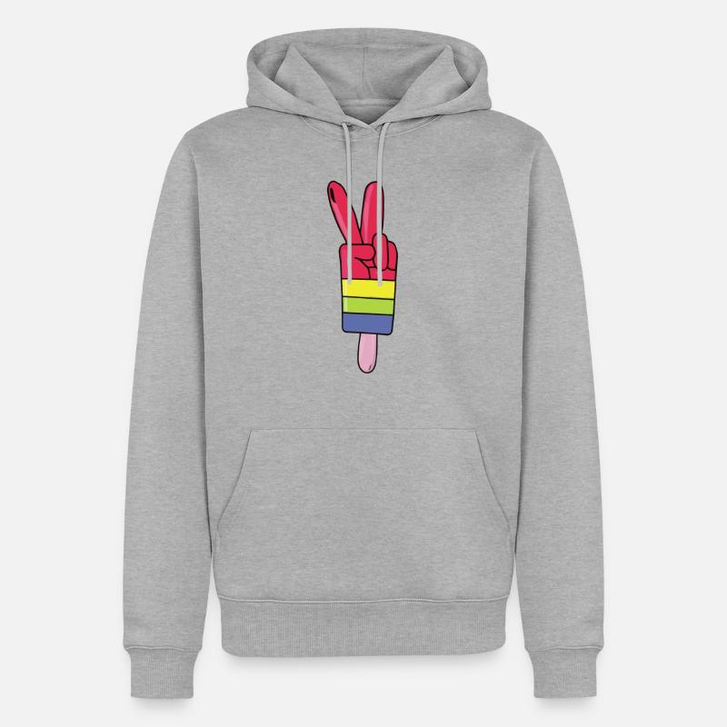 Popsicles Signe de paix Paix - Sweat à capuche Premium bio Homme - gris chiné