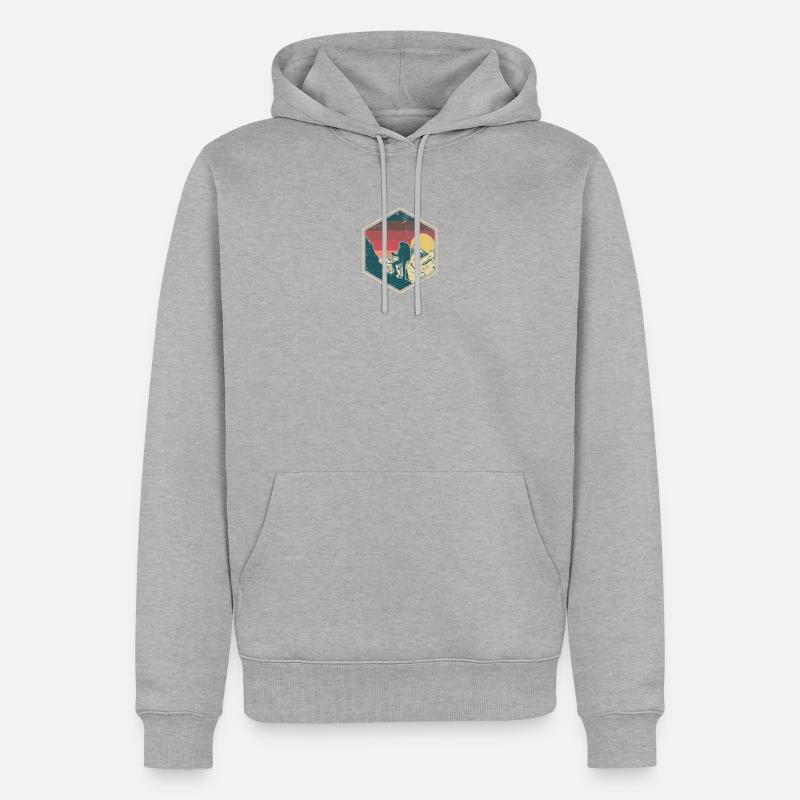 Sunset Summit Climber Hex-Abzeichen - Männer Premium Bio Hoodie - Grau meliert