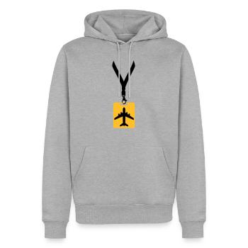 ausweis linienflugzeug flugzeug fliegen pilot urla - Männer Premium Bio Hoodie - Grau meliert - Vorne - Thijin (182cm)