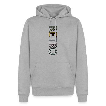 RÉTRO - Sweat à capuche Premium bio Homme - gris chiné - Devant - Thijin (182cm)
