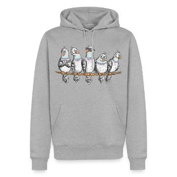 Fünf lustige Tauben Stadttauben Brieftauben Vogel  - Männer Premium Bio Hoodie - Grau meliert - Vorne - Thijin (182cm)