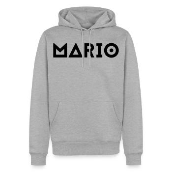 Prénom Mario - Sweat à capuche Premium bio Homme - gris chiné - Devant - Thijin (182cm)