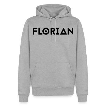Prénom Florian - Sweat à capuche Premium bio Homme - gris chiné - Devant - Thijin (182cm)